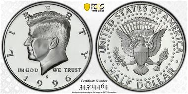 1996-S 50C Silver PR70DCAM