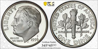 1996-S 10C Silver PR70DCAM