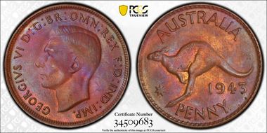 1943 Y. (p) 1D MS63BN