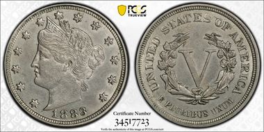 1883 5C No CENTS AU55