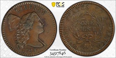 1794 1C S-30, Marred Field AU53+ BN