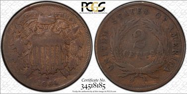 1864 2C Small Motto VG10BN