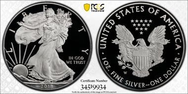 2018-W $1 Silver Eagle First Strike PR70DCAM