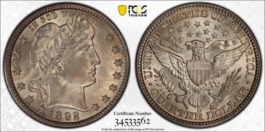 1892-O 25C MS66