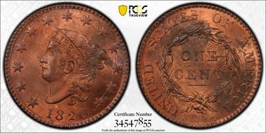 1820 1C Large Date MS65RB