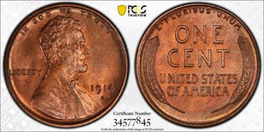 1914-S 1C MS65+ RD