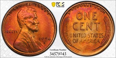 1954-S 1C MS67RB