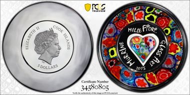 2015 $5 Murrine Millefiori Glass PR67DCAM
