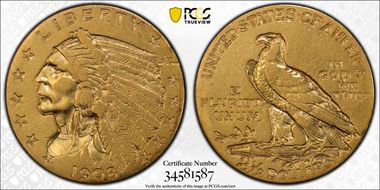 1908 $2.50 XF45