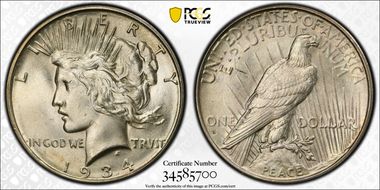 1934-D $1 VAM 4, DDO, Micro D MS65