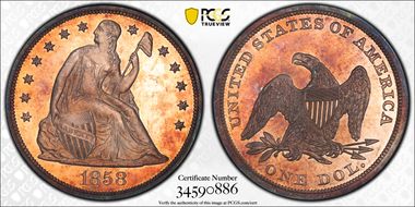 1858 $1 PR65