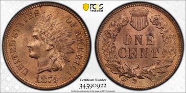 1874 1C MS65RD