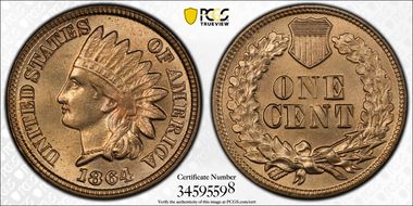 1864 1C Copper-Nickel MS66