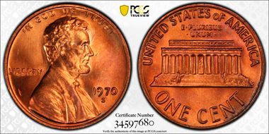 1970-S 1C Doubled Die Obverse MS65+ RD