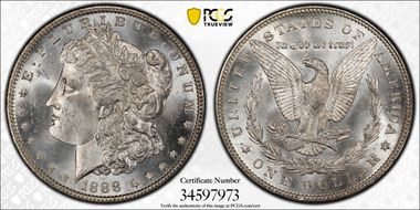 1888 $1 VAM 7, Doubled Reverse MS66