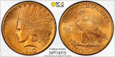 1910-D $10 MS65