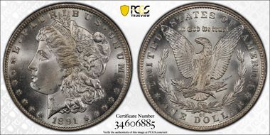 1891-CC $1 VAM 3, Spitting Eagle MS66
