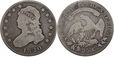 1820 25C Sm O, Sm Stars, B-5 G4