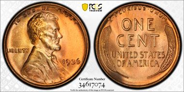 1936 1C Doubled Die Obverse, Type 2 MS66+ RD