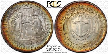 1936-D 50C Rhode Island MS68+