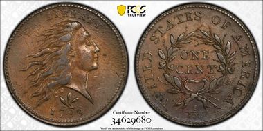 1793 1C Wreath, S-9 AU53BN