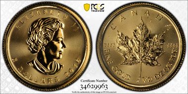 2016 $5 Maple Leaf Au MS69