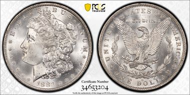 1883-O $1 VAM 22A Partial E Rev MS65