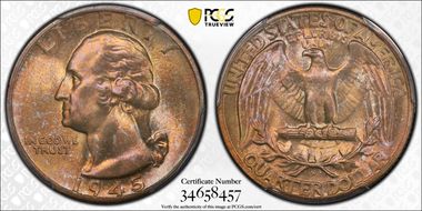 1945-S 25C MS66
