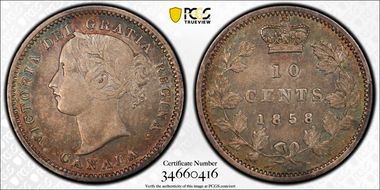 1858 10C Blundered "I" XF45