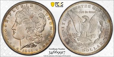 1891-CC $1 VAM 3, Spitting Eagle MS64