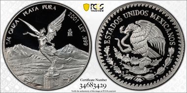 2001-Mo 1/4 oz Libertad Ag PR69DCAM