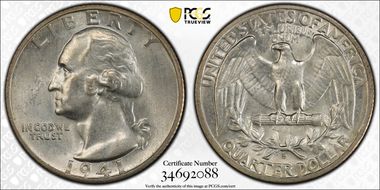 1941-S 25C Large S, FS-501 MS63