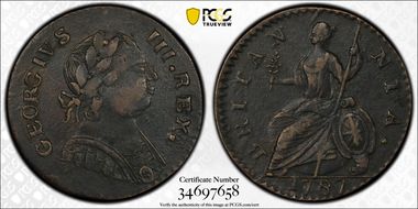 '1787' 1/2P Machin's Mills AU50BN