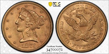 1873 $5 Closed 3 MS64