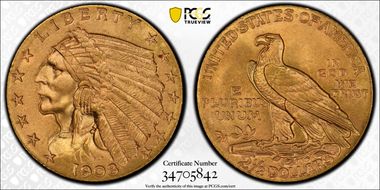 1908 $2.50 MS66