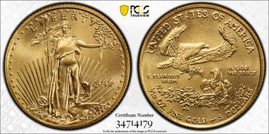 2018 $5 Gold Eagle First Strike MS70