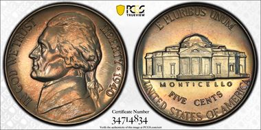 1940 5C Reverse of 1940 PR67+