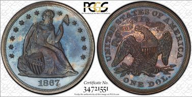 1867 $1 PR65
