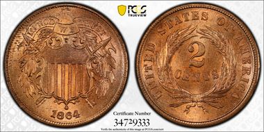 1864 2C Large Motto MS65RD