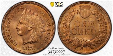 1876 1C MS65+ RD