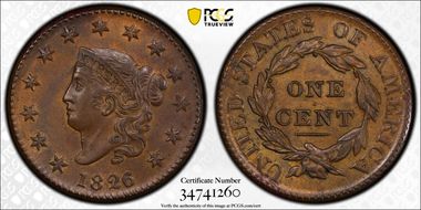 1826/5 1C N-8 MS63+ BN