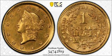 1854-D G$1 MS62
