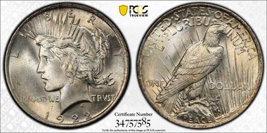 1922 $1 VAM 2A, Earring MS65+