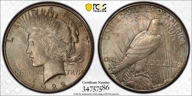 1922-S $1 VAM 3 Tripled Reverse MS63