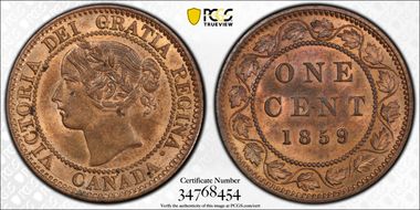 1859/8 1C Wide 9 ↑↑ MS63RB