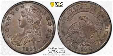 1834 50C O-109 Sm Date, Sm Letters MS63