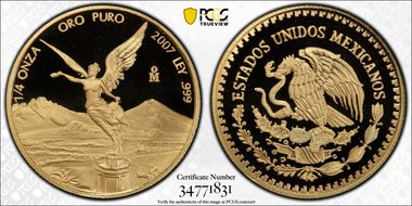 2007-Mo 1/4 oz Libertad Au PR70DCAM