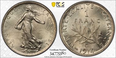 1914-C 1 Fr Gad-467 F-217 MS66