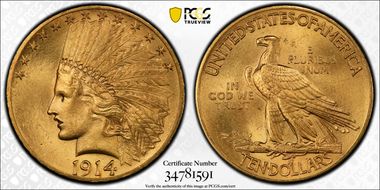 1914 $10 MS64+
