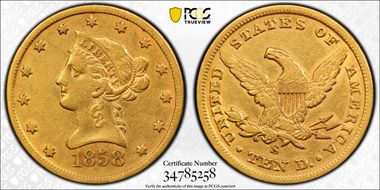 1858-S $10 XF45